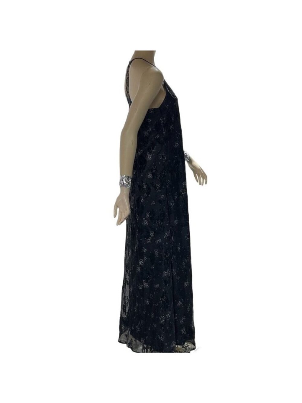 Sugar + Lips Black Lace Maxi Dress S Sleeveless V-Neck Back Detail New - Picture 4 of 16